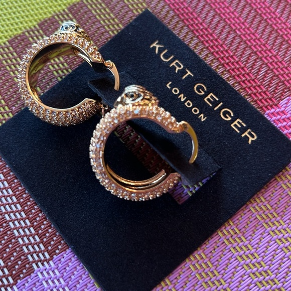 Kurt Geiger eagle pave Bird Hoop Earrings bohemian - Picture 3 of 6